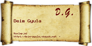 Deim Gyula névjegykártya